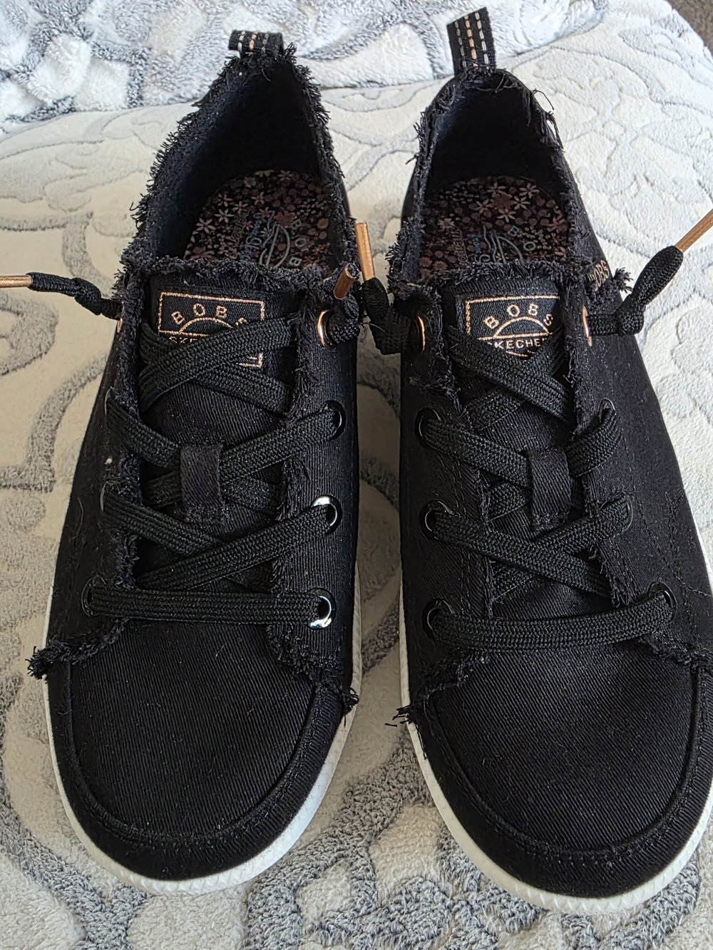 Skechers BOBS Black Sneakers with Rose-Gold Accents
